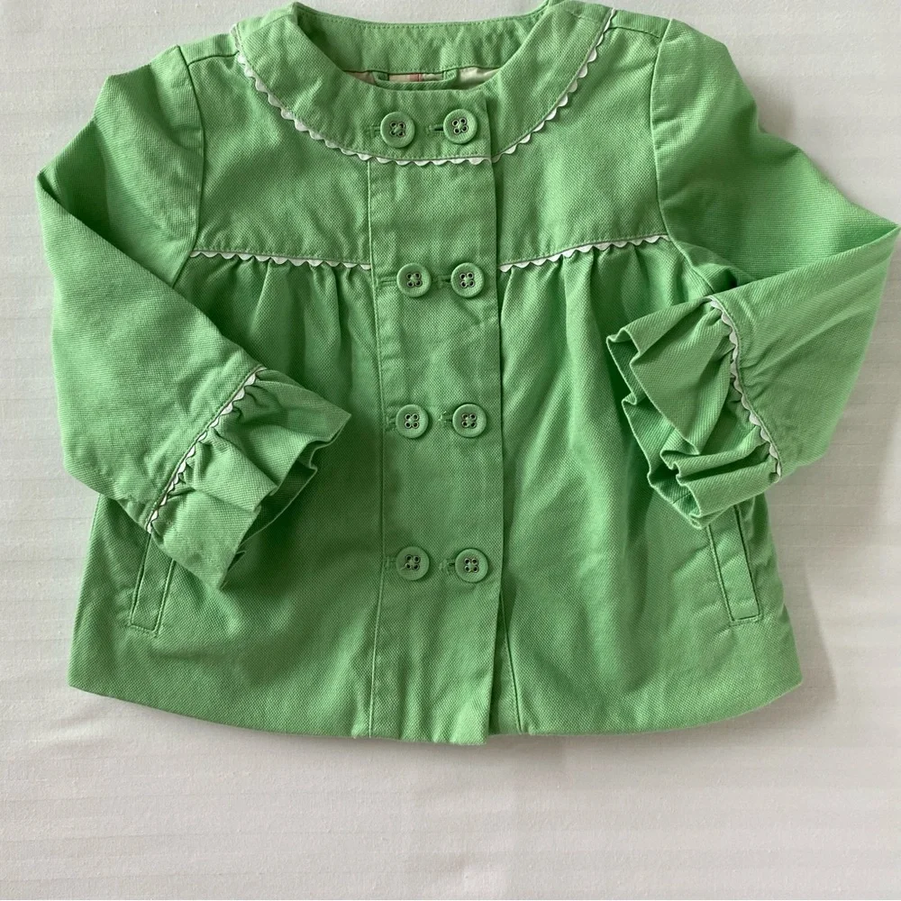 Janie Jack Jacket Size 6 12 Months Green Spring Coat Easter Lined Girls Pockets
